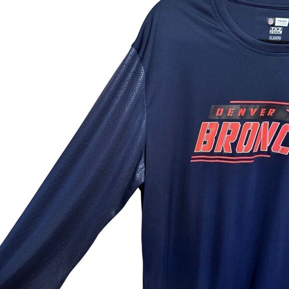 NFL- Unisex- Denver Broncos Navy Long Sleeve Athletic Shirt, Size XL - Picture 4 of 8